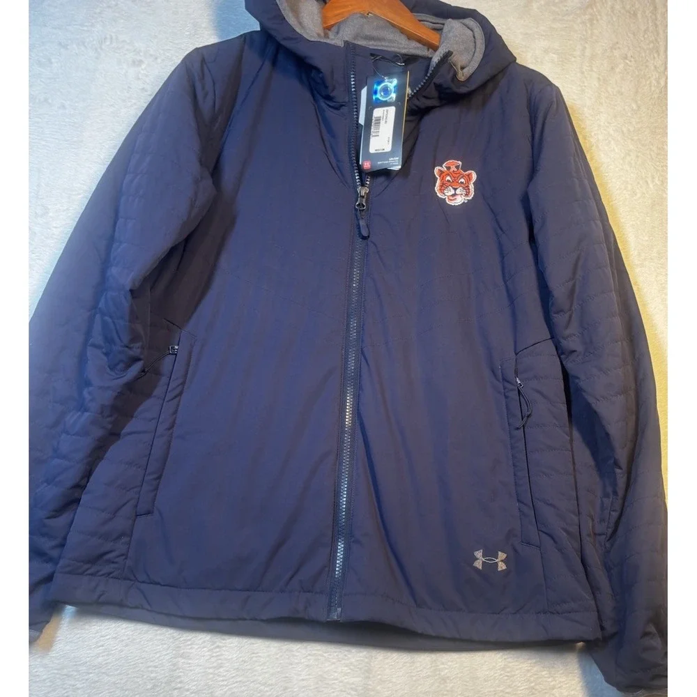 NWT Auburn University Tigers‎ Women Puffer Jacket Med Under Armour Quilted Navy